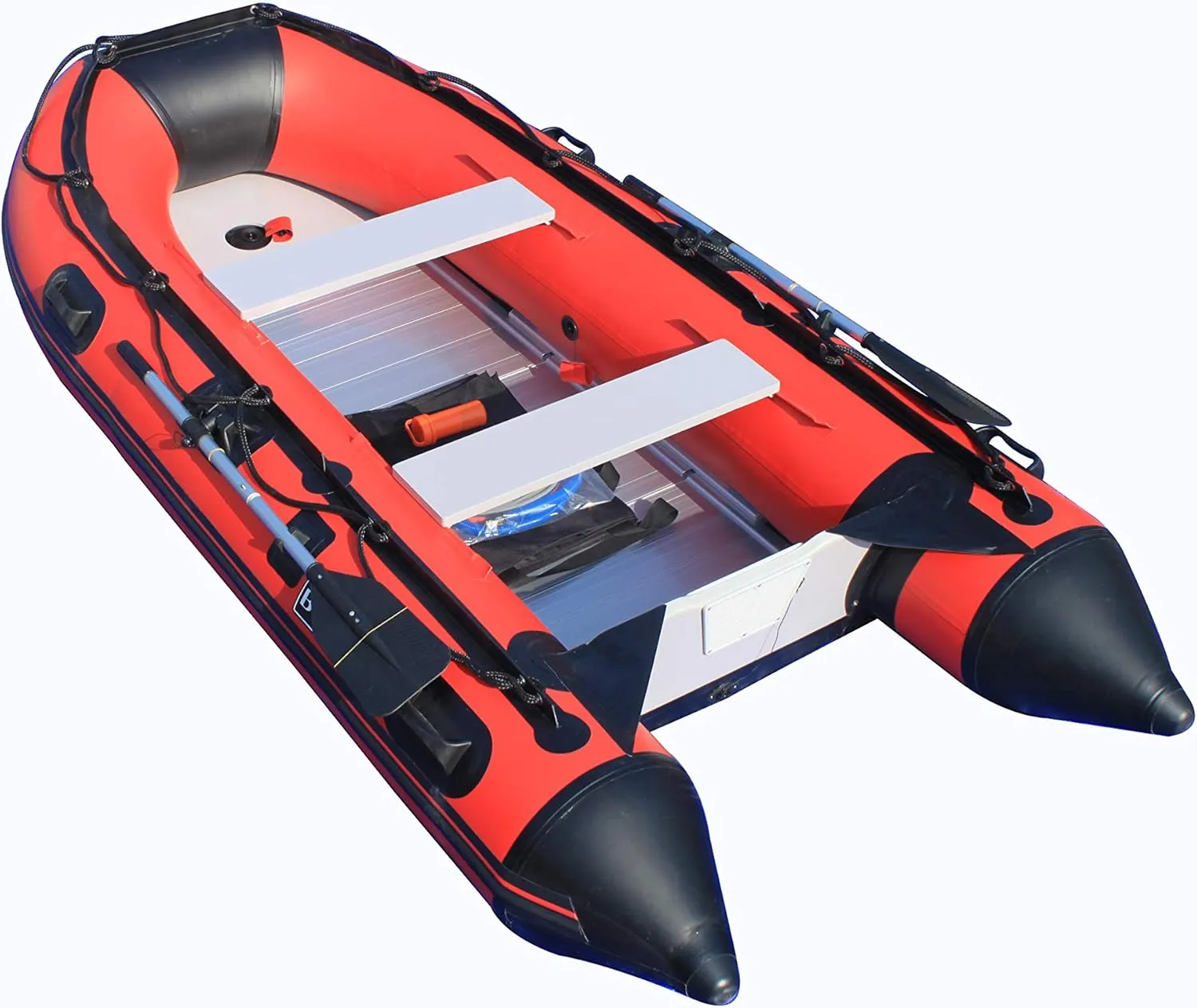12.5 ft Inflatable Boat Raft Fishing Dinghy Pontoon Boat with Aluminum Floor