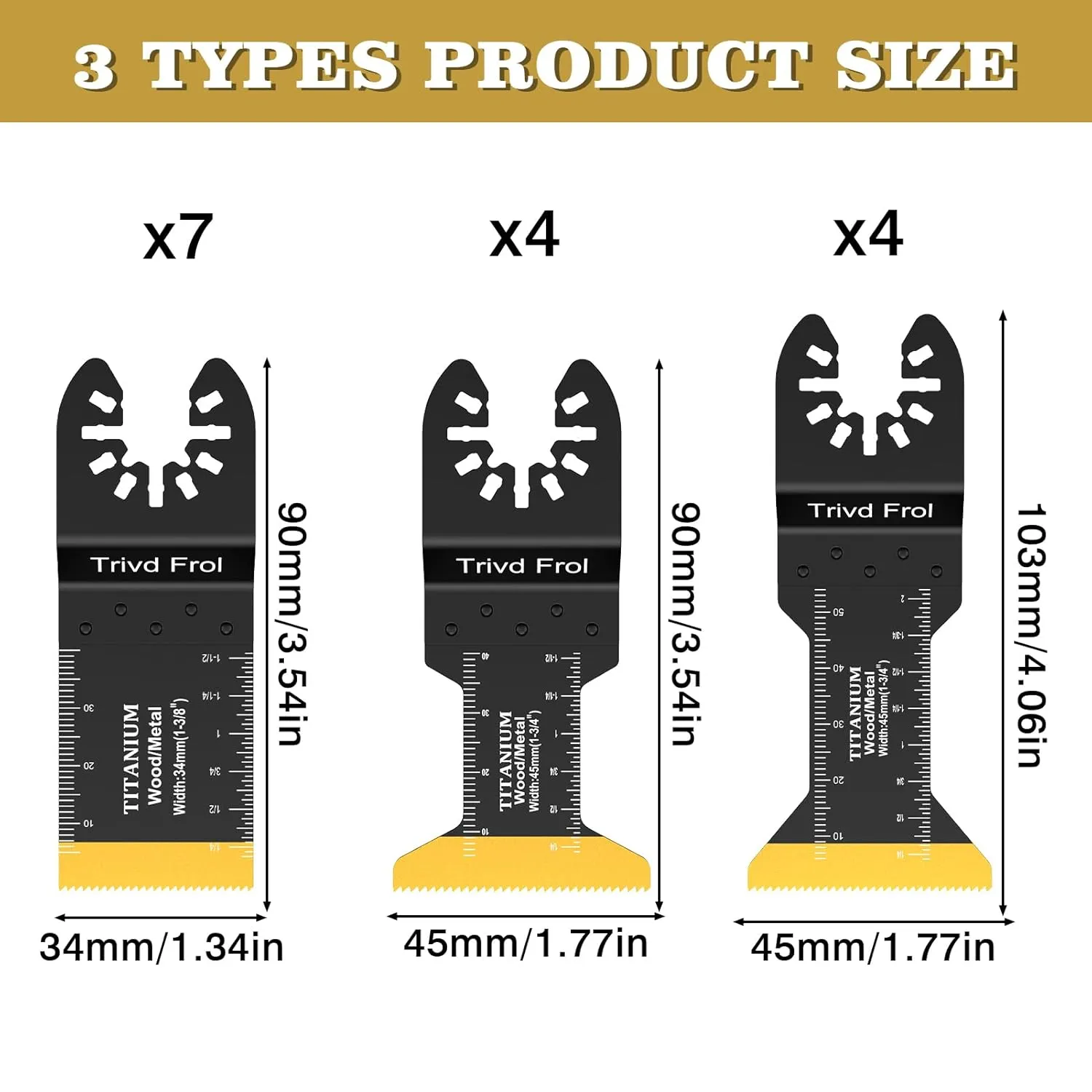 15 PCS Titanium Oscillating Saw Blades Metal Cutting, Universal Multitool Blades for Soft Metal Nails Hard Material and Wood Plastic, Multi Tool Blades Kits Fit Dewalt Bosch Milwaukee Ryobi