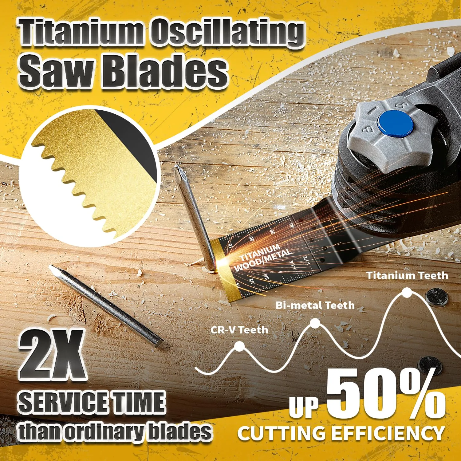 20PCS Oscillating Tool Blades, Professional Universal Titanium Oscillating Saw Blades Multitool Blades Kits for Wood Plastics Metal, Dewalt Ryobi Fein Milwaukee1 titanium blade 19 wood blades