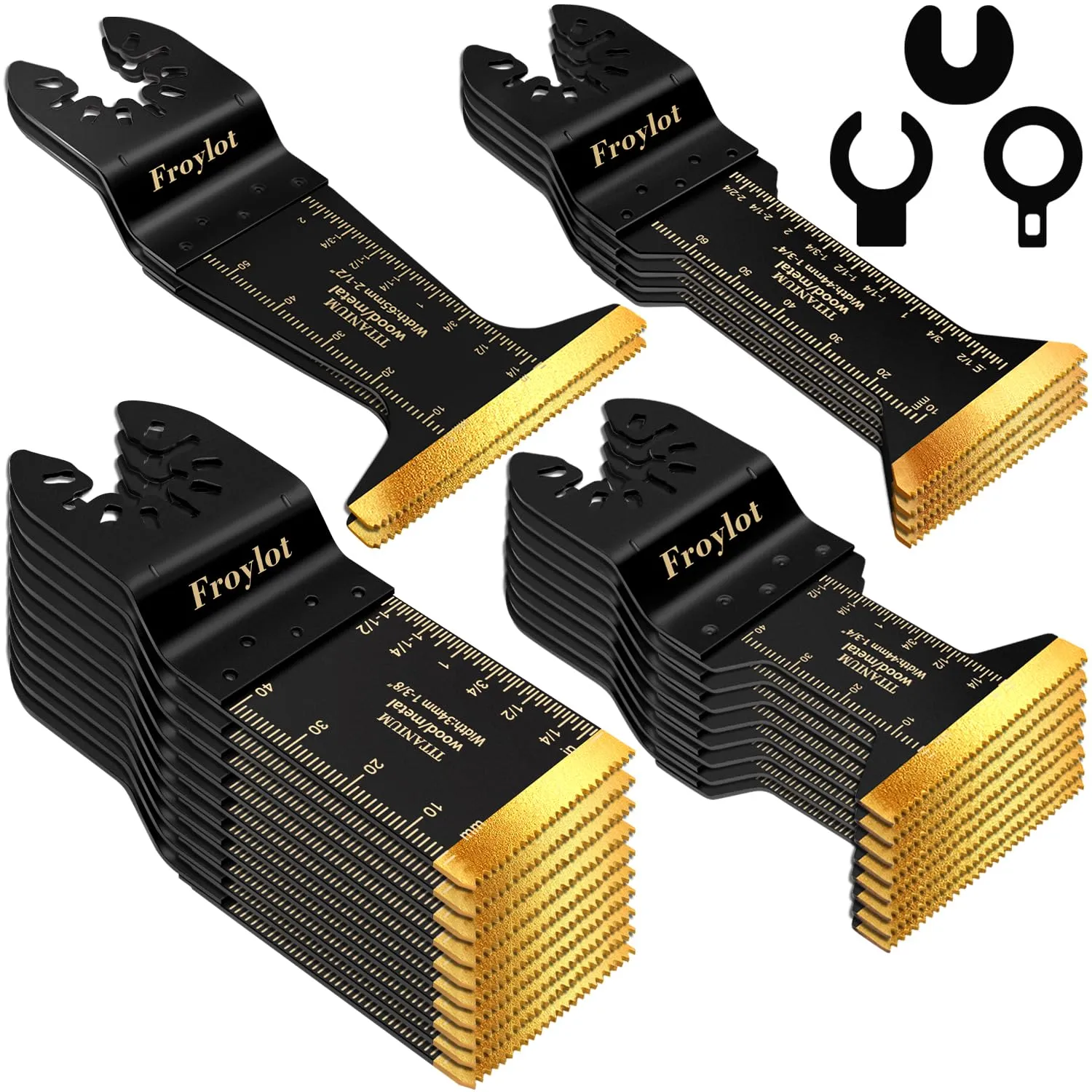 24PCS Bi-Metal Titanium Oscillating Tool Blades  Multi-Tool Blades Cutting Nails, Staple, Copper Pipe, Drywall, Sheetrock, Wood, Siding  Universal Fit DeWalt, Milwaukee, Fein, Metabo, Rigid (M42 Ti)