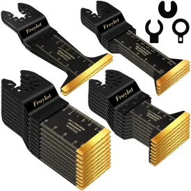24PCS Bi-Metal Titanium Oscillating Tool Blades  Multi-Tool Blades Cutting Nails, Staple, Copper Pipe, Drywall, Sheetrock, Wood, Siding  Universal Fit DeWalt, Milwaukee, Fein, Metabo, Rigid (M42 Ti)