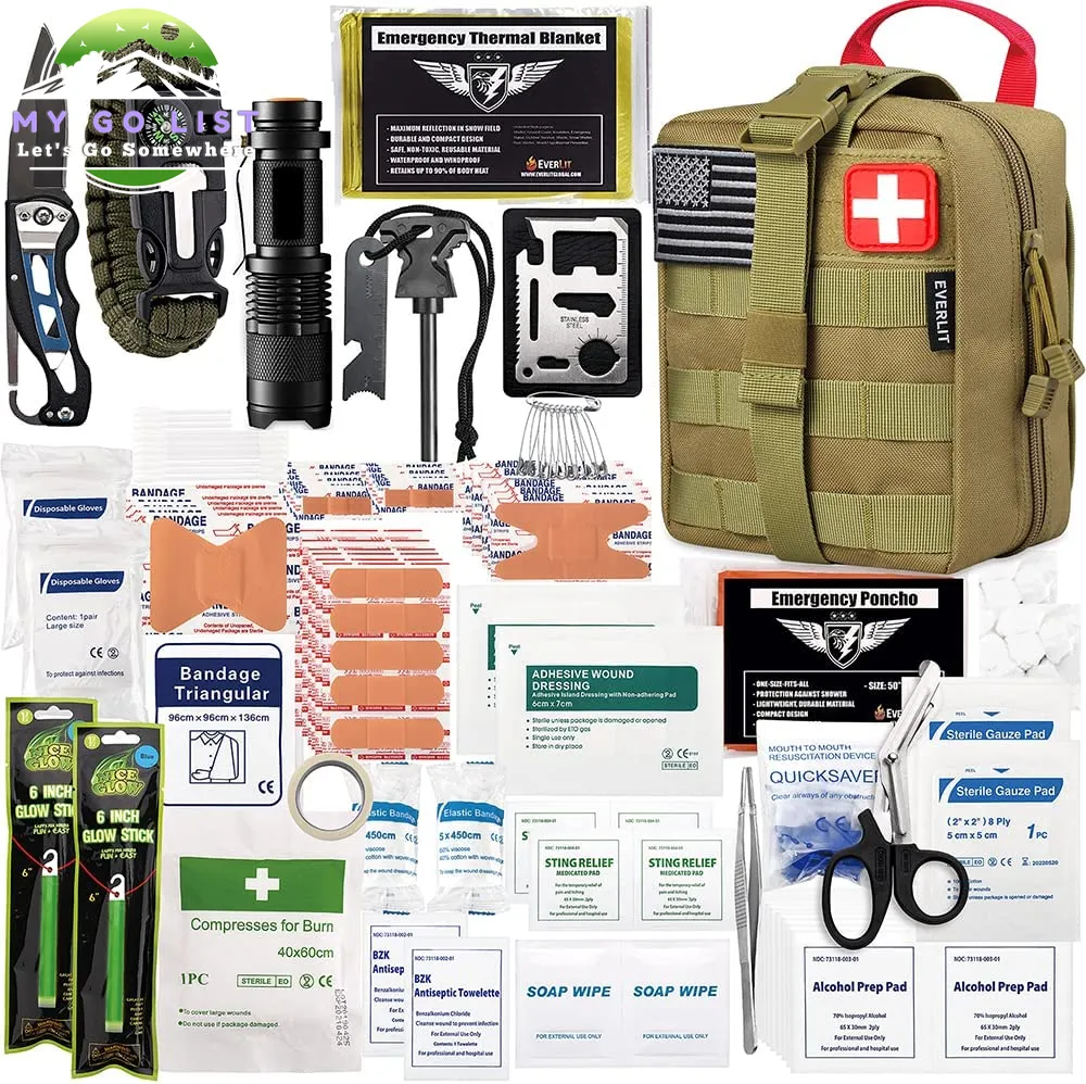 250 Pieces Survival First Aid Kit IFAK EMT Molle Pouch