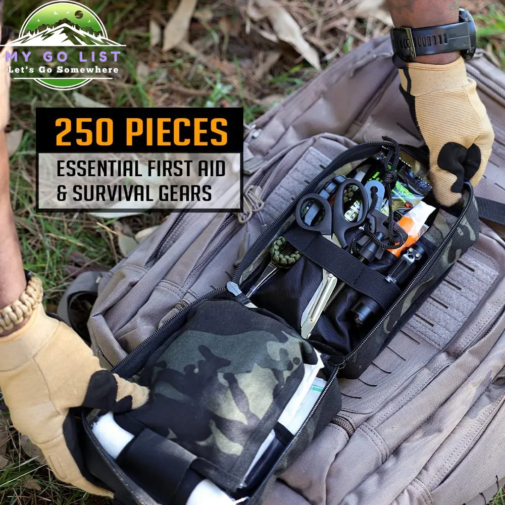 250 Pieces Survival First Aid Kit IFAK EMT Molle Pouch