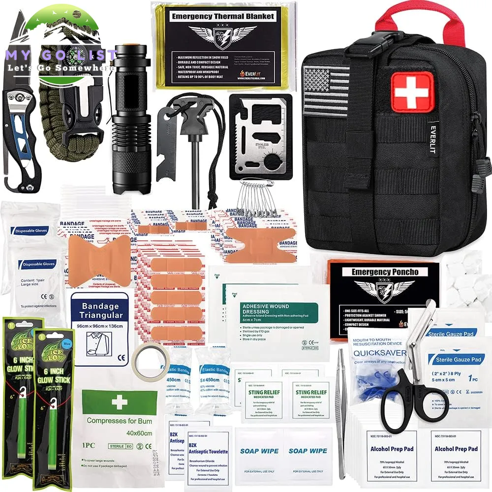 250 Pieces Survival First Aid Kit IFAK EMT Molle Pouch