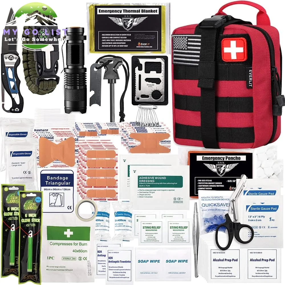 250 Pieces Survival First Aid Kit IFAK EMT Molle Pouch