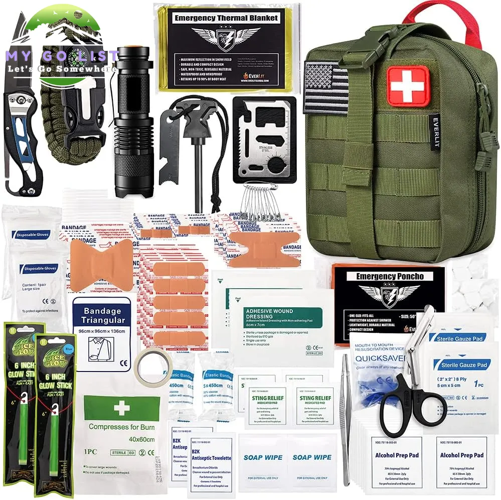 250 Pieces Survival First Aid Kit IFAK EMT Molle Pouch