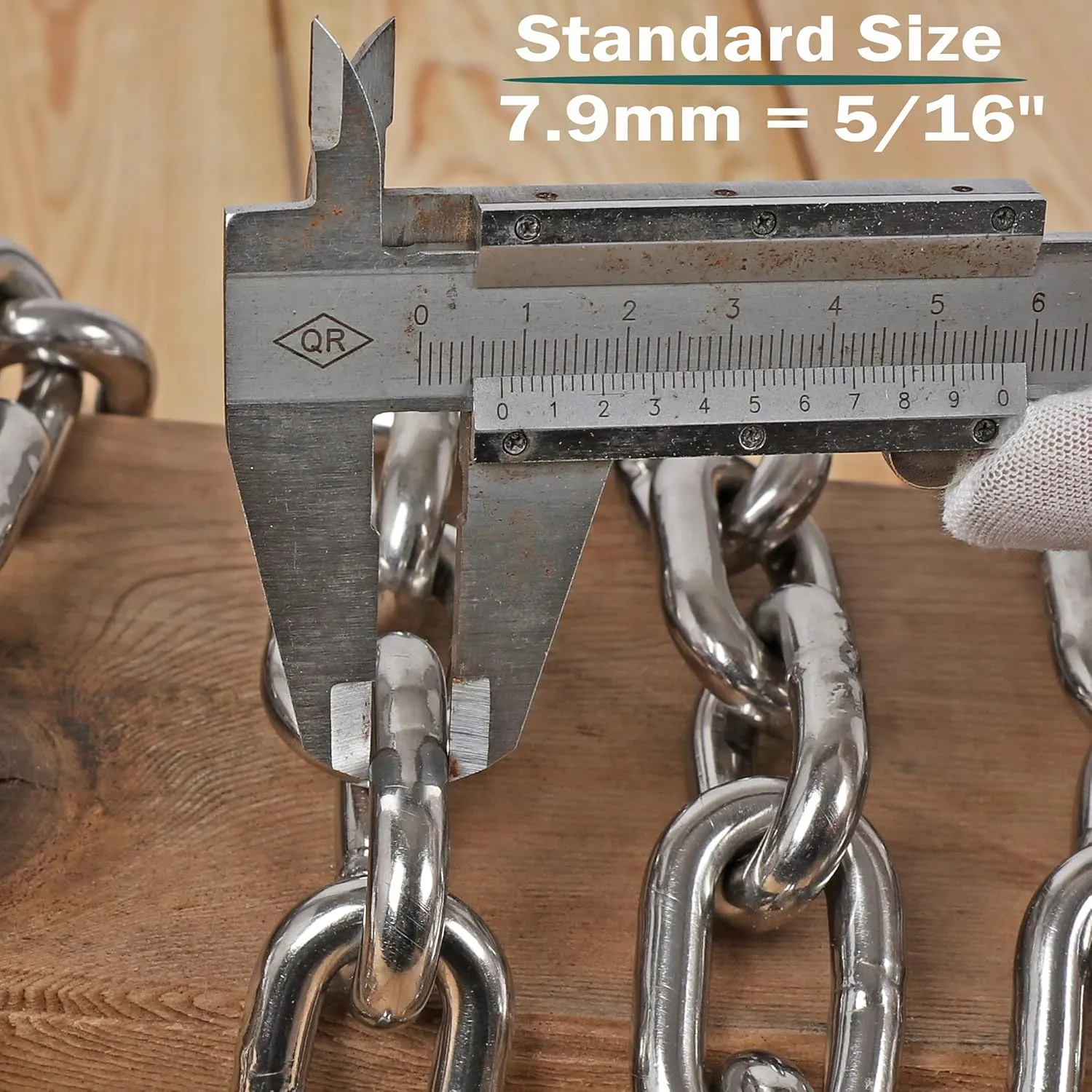 316 Stainless Steel Boat Anchor Chain with 2 Pcs Anti-Off Shackles, Marine Grade