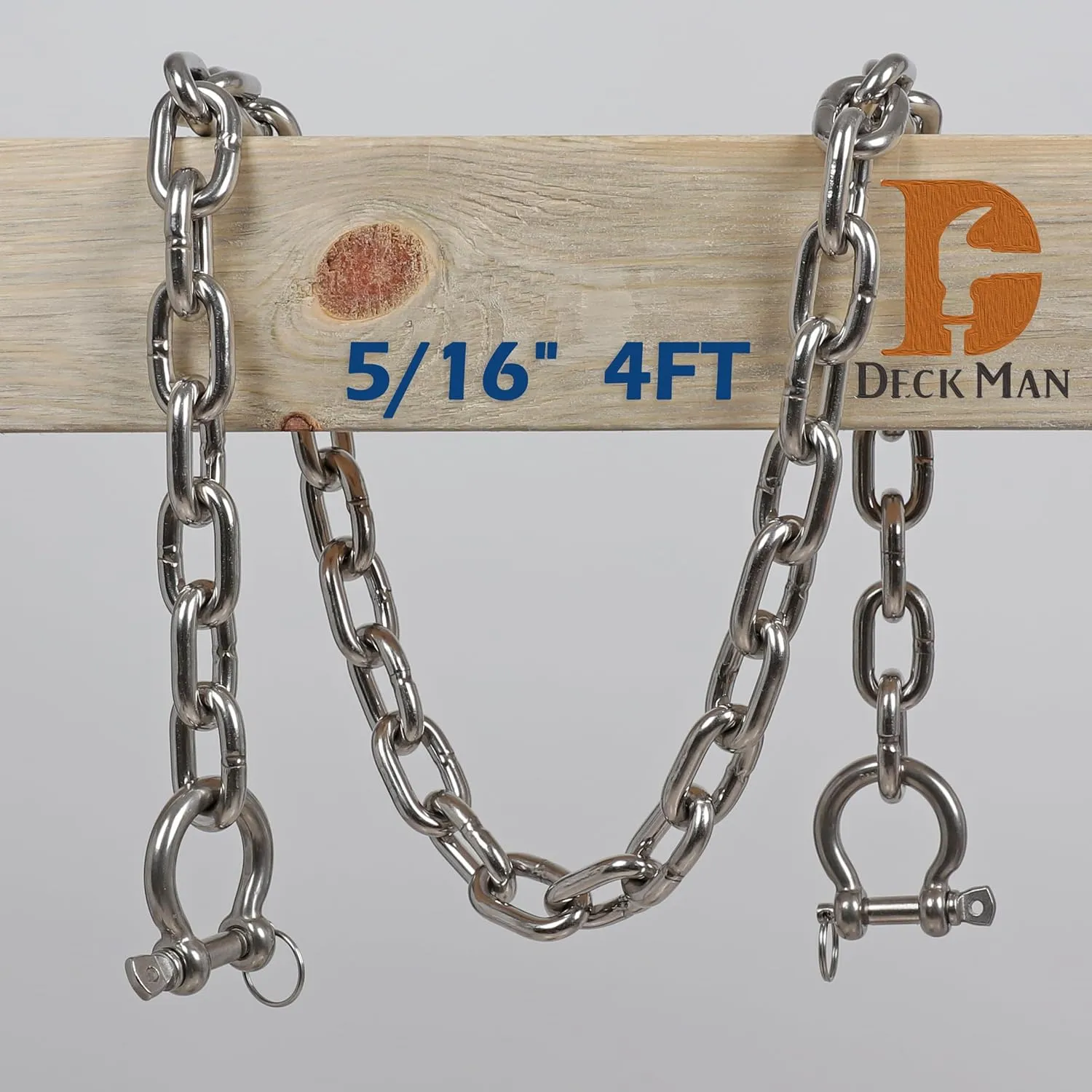 316 Stainless Steel Boat Anchor Chain with 2 Pcs Anti-Off Shackles, Marine Grade
