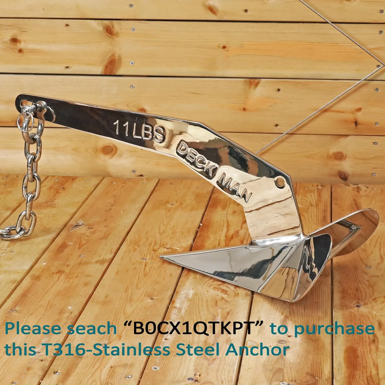 316 Stainless Steel Boat Anchor Chain with 2 Pcs Anti-Off Shackles, Marine Grade