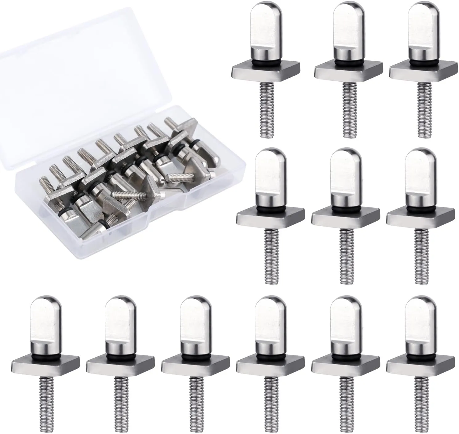 316 Stainless Steel Fin Screws, No Tool Surfboard Fin Screws with O Rings Paddle Board Fin Replacement for SUP Paddleboard Longboard Surfing Accessories