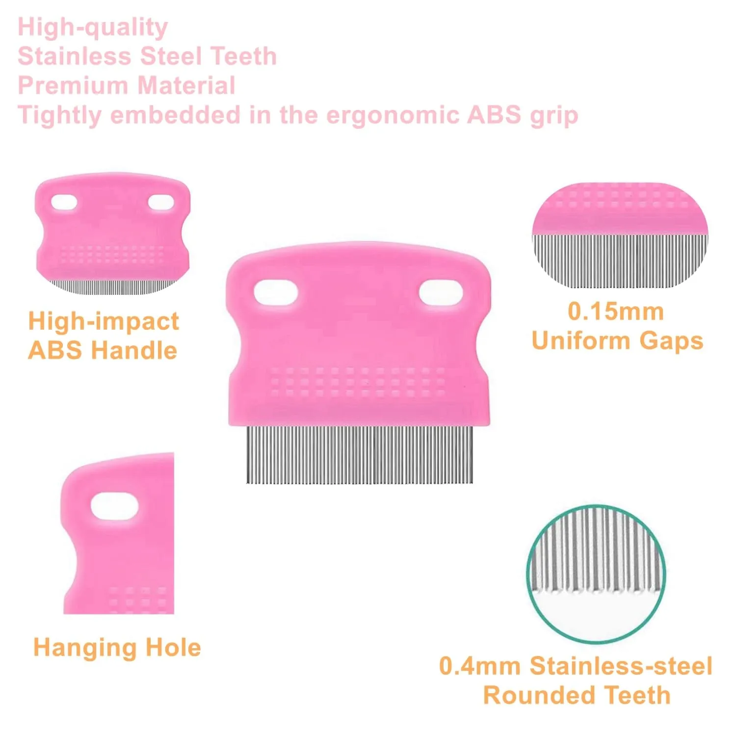 5 Pack Flea Lice Comb,Stainless Steel Dog Cat Grooming Combs with Rounded Teeth,Double Sided Professional Pet Tear Stain Remover,Dematting Tool for Small, Ideal for All Pet