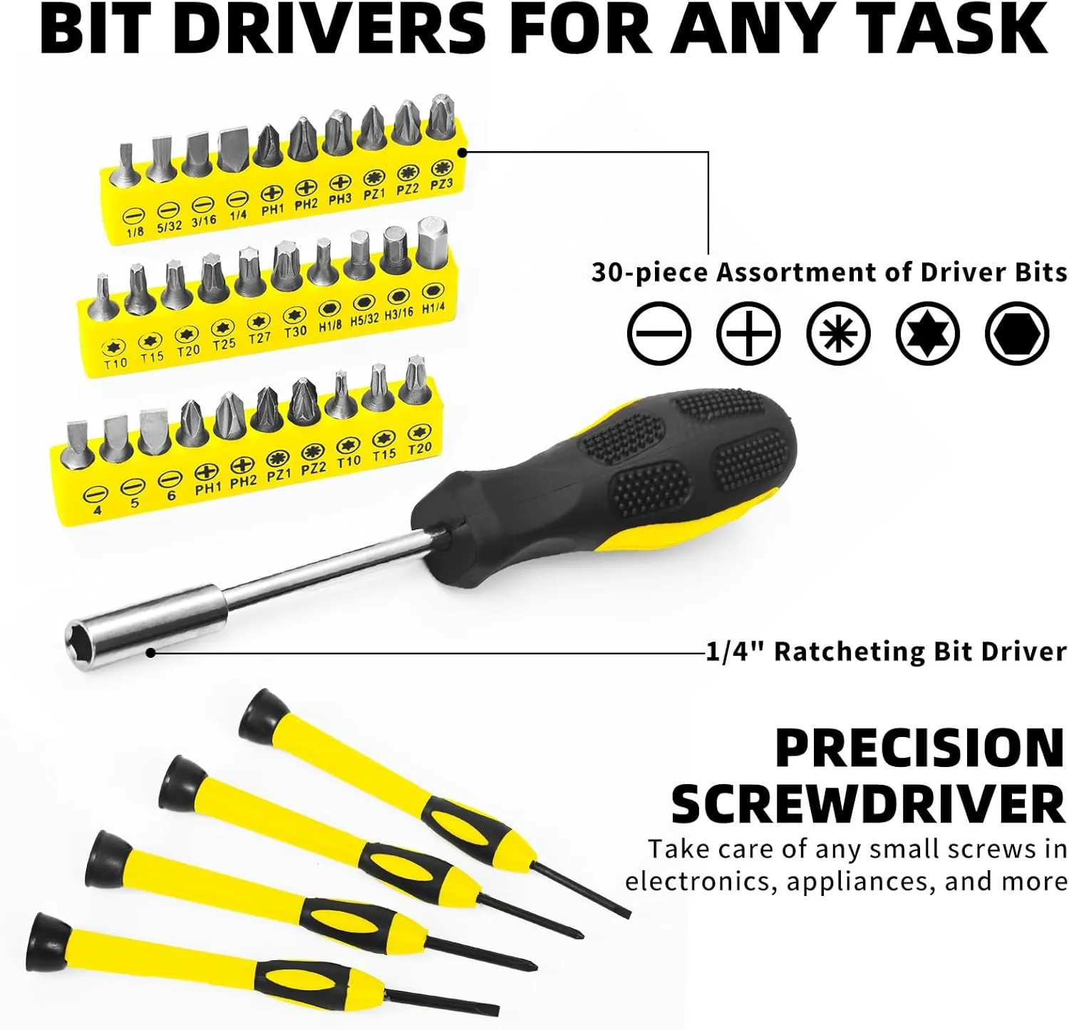 58-Piece Tool Kit Basic Home Repair Tool Set, General Household Hand Tool Kit,Small Tool Kit with Plastic Toolbox Mini Tool kit for Women, Office & College Repairs Yellow