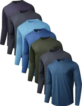 7 Pack Long Sleeve Shirts for Men Moisture Wicking Sun Protection UV UPF 50  SPF Performance Quick Dry T-Shirt for Casual