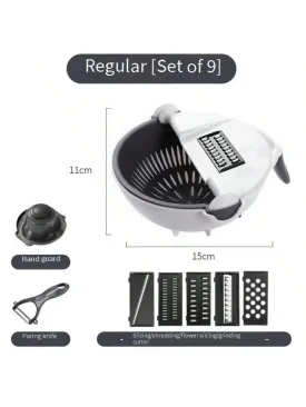 9-Piece Multi-Function Food Chopper & Slicer Set: Versatile Kitchen Tool for Effortless Meal Prep