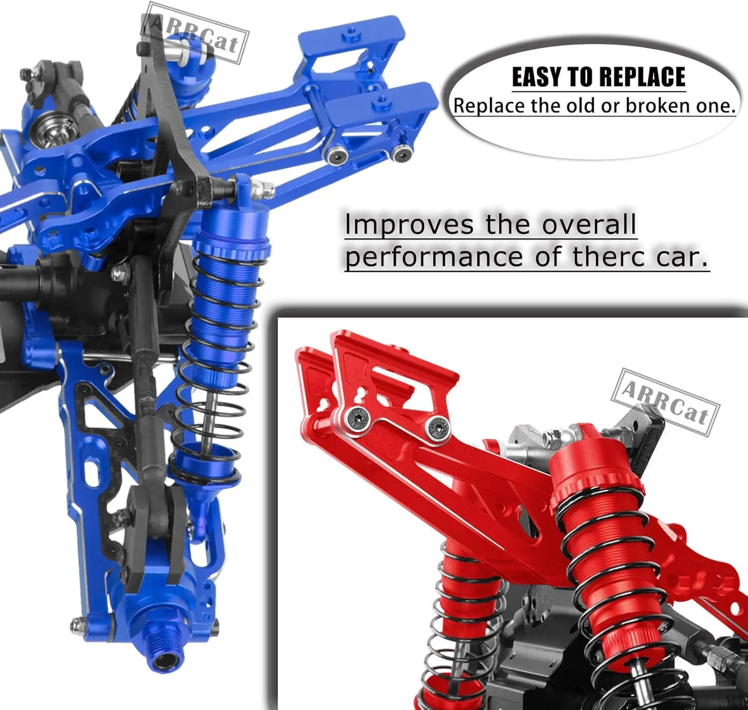 Aluminum Wing Mount Upgrades Part for 1/8 Typhon, Outcast, Kraton, Notorious, Talion 6S BLX, ARRCat Hops Up Upgrades Part, Replace AR320347 (Black Red)