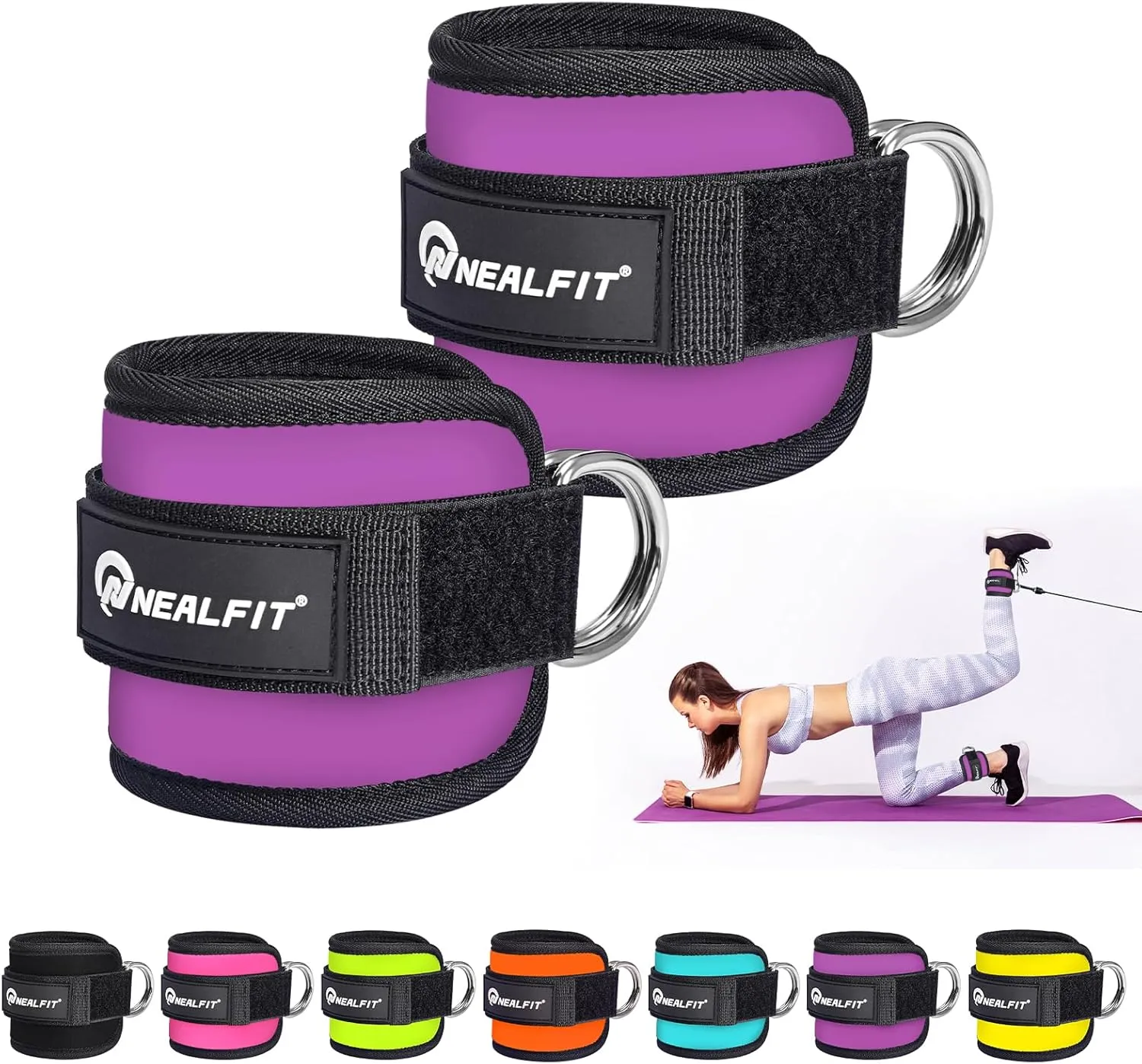 Ankle Strap for Cable Machine, Gym Ankle Cuff for Kickbacks, Leg Extensions, Glute Workouts, Booty Hip Abductors Exercise for Women and Men