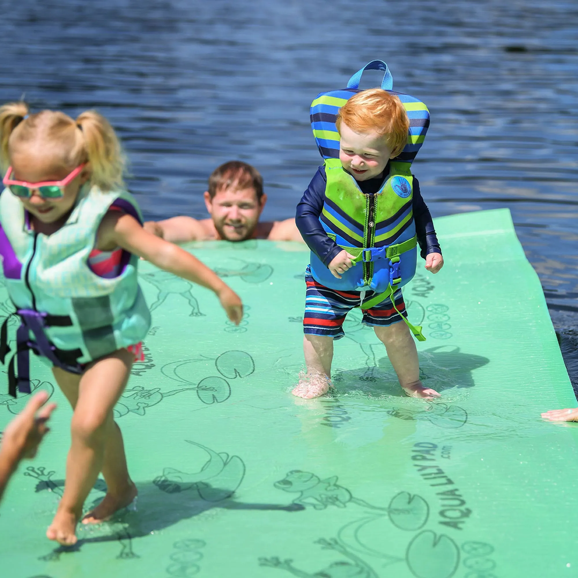 Aqua Lily Pad 12 Foot Original Water Playground Floating Foam Island, Yellow