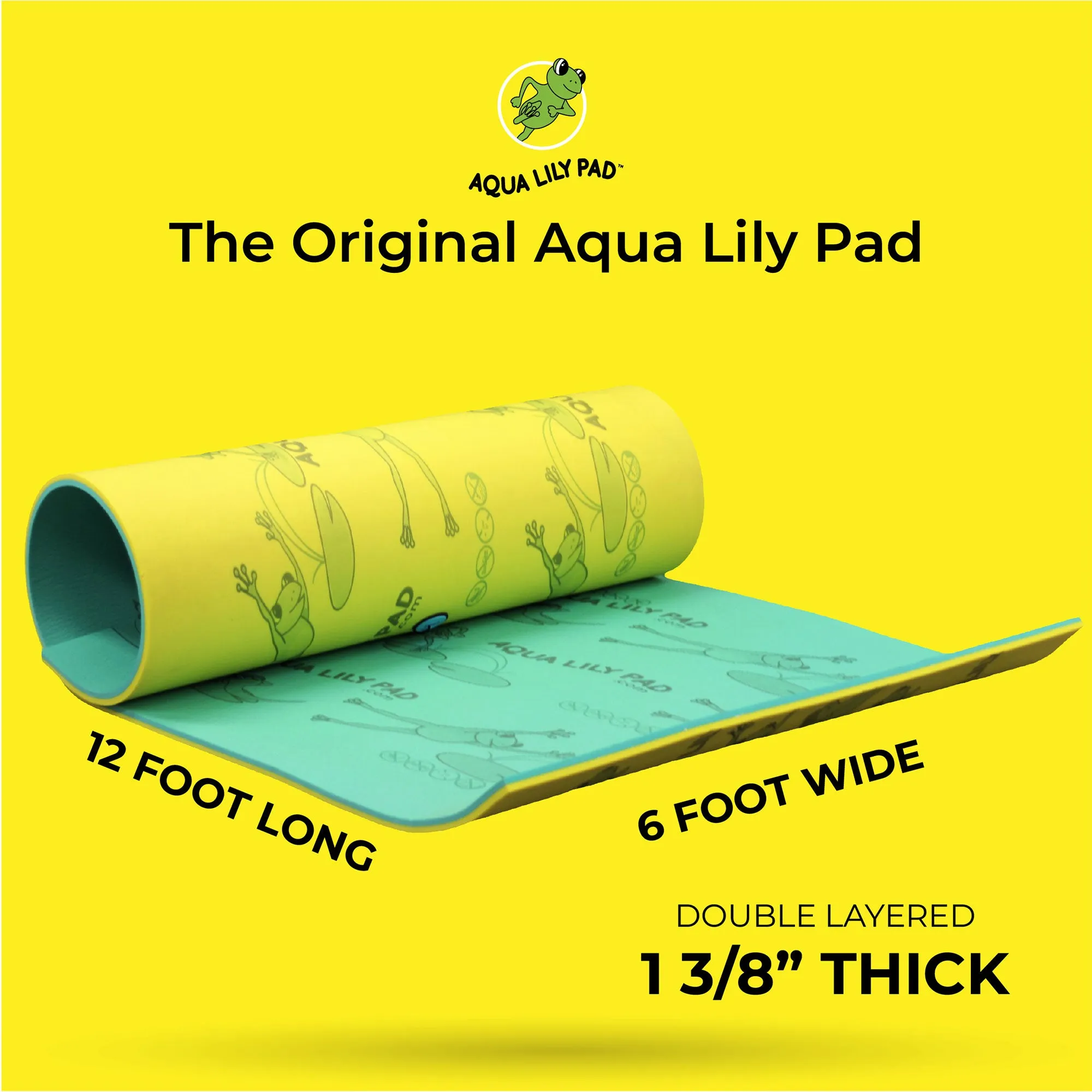 Aqua Lily Pad 12 Foot Original Water Playground Floating Foam Island, Yellow