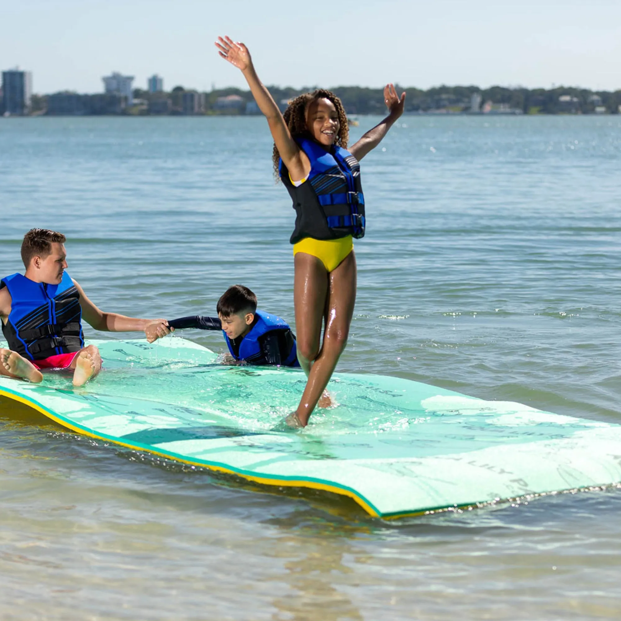 Aqua Lily Pad 12 Foot Original Water Playground Floating Foam Island, Yellow