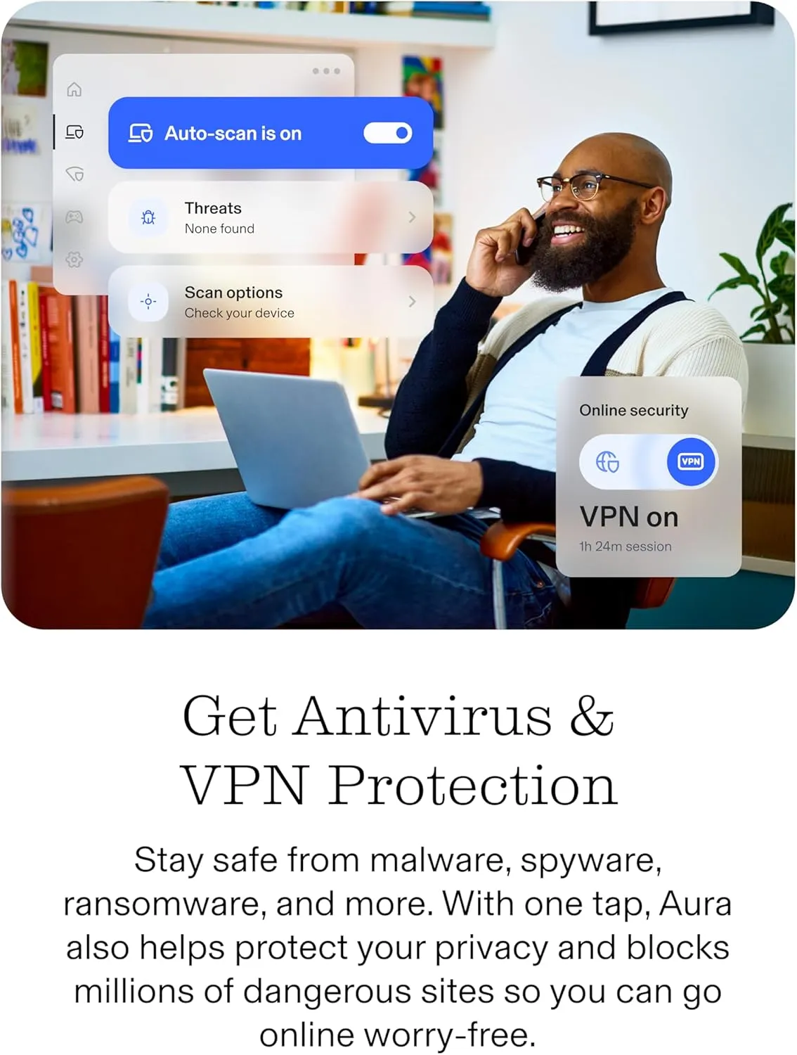 Aura Ultimate Online Safety Suite | Internet Security & Identity Protection Software | Antivirus, VPN, Password Manager, Dark Web Monitoring | Individual Plan, 1 Month Prepaid Subscription [PC/Mac Online Code]
