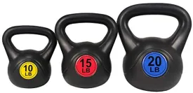 BalanceFrom Wide Grip Kettlebell Exercise Fitness Weight Set, Includes 10 lbs, 15 lbs, 20 lbs