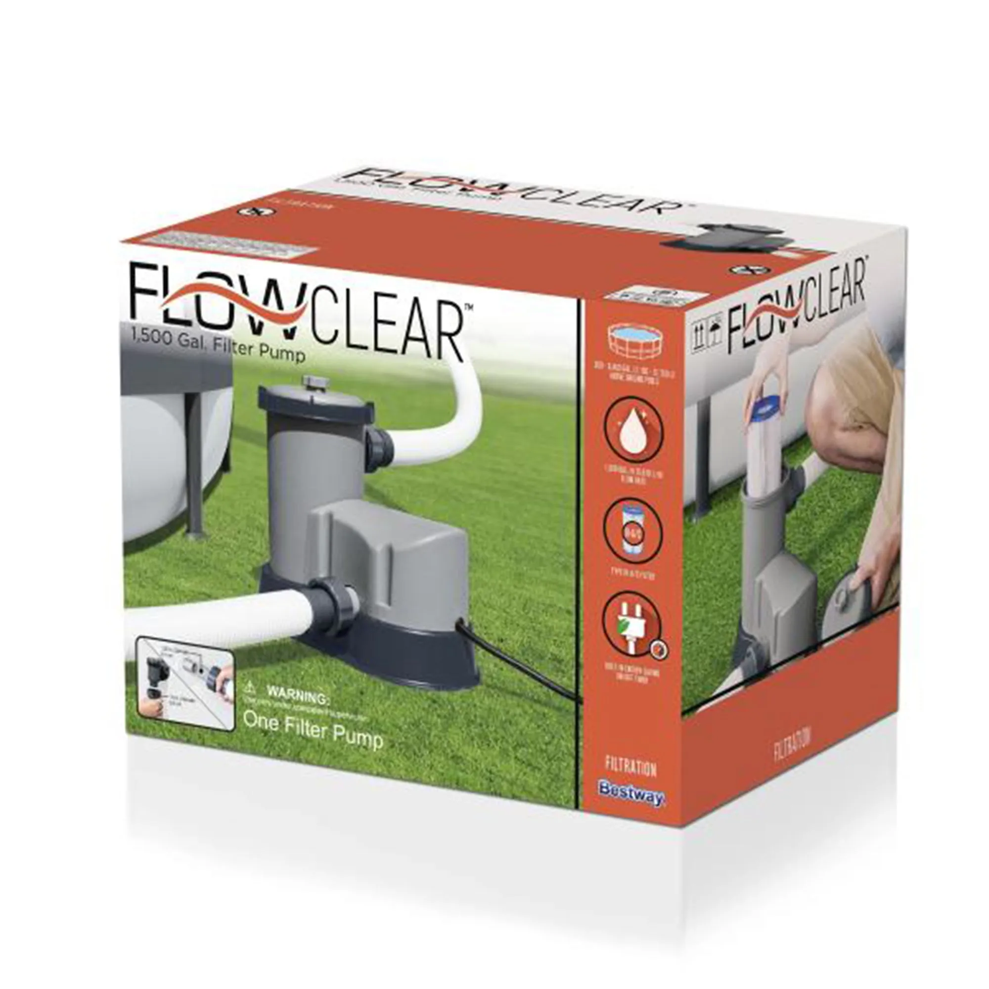 Bestway Flowclear 1,500 GPH 120V Above Ground Swimming Pool Water Filter Pump