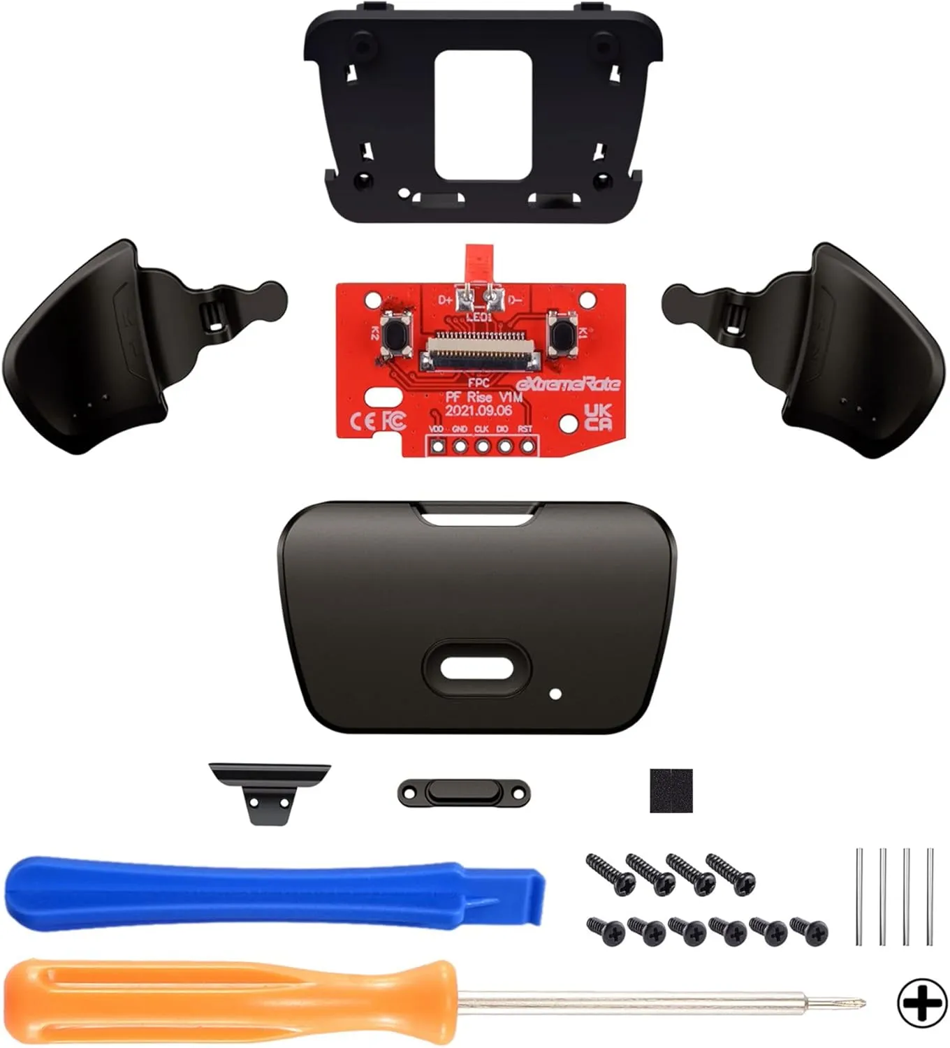 Black Real Metal Buttons (RMB) Version K1 K2 Buttons Set & Remap PCB Board for eXtremeRate Rise Remap Kit for PS5 Controller  Only Buttons, Without Controller & Flex Cables and Other Rise Accessories