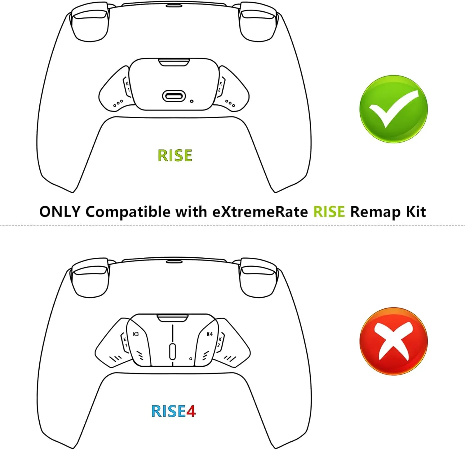 Black Real Metal Buttons (RMB) Version K1 K2 Buttons Set & Remap PCB Board for eXtremeRate Rise Remap Kit for PS5 Controller  Only Buttons, Without Controller & Flex Cables and Other Rise Accessories