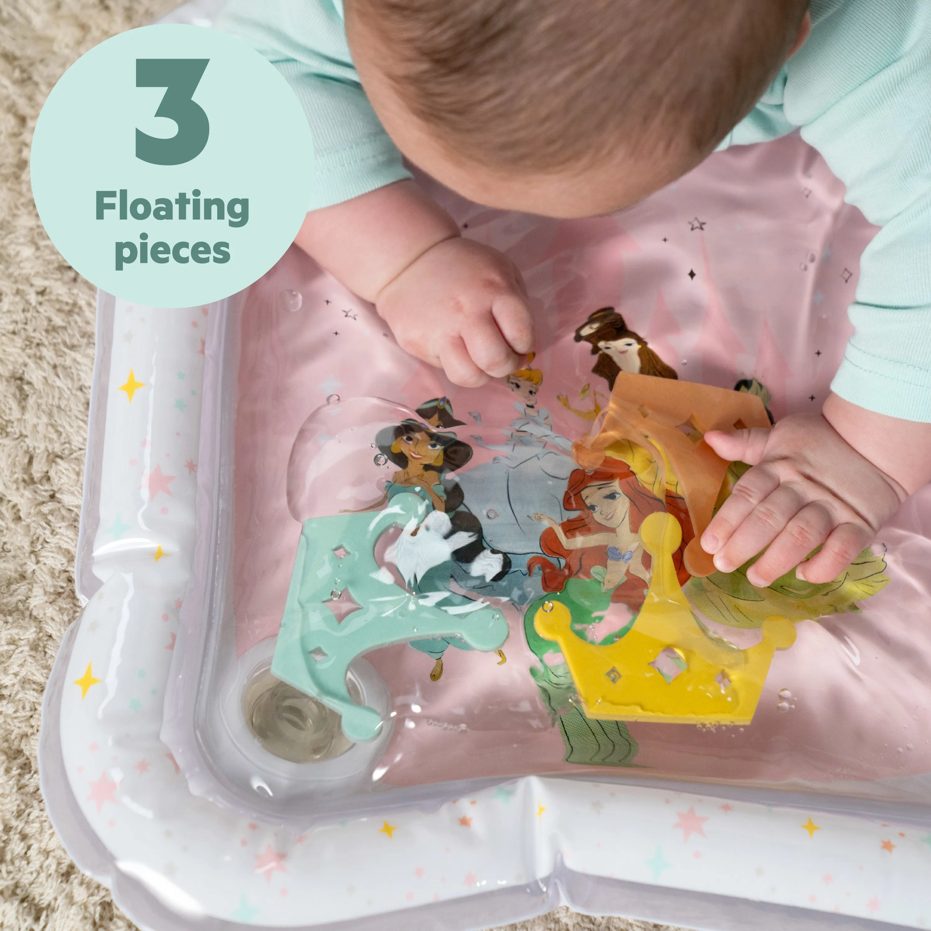 Bright Starts Disney Princess Royal Splash Water Mat, Newborn Baby Play Mat