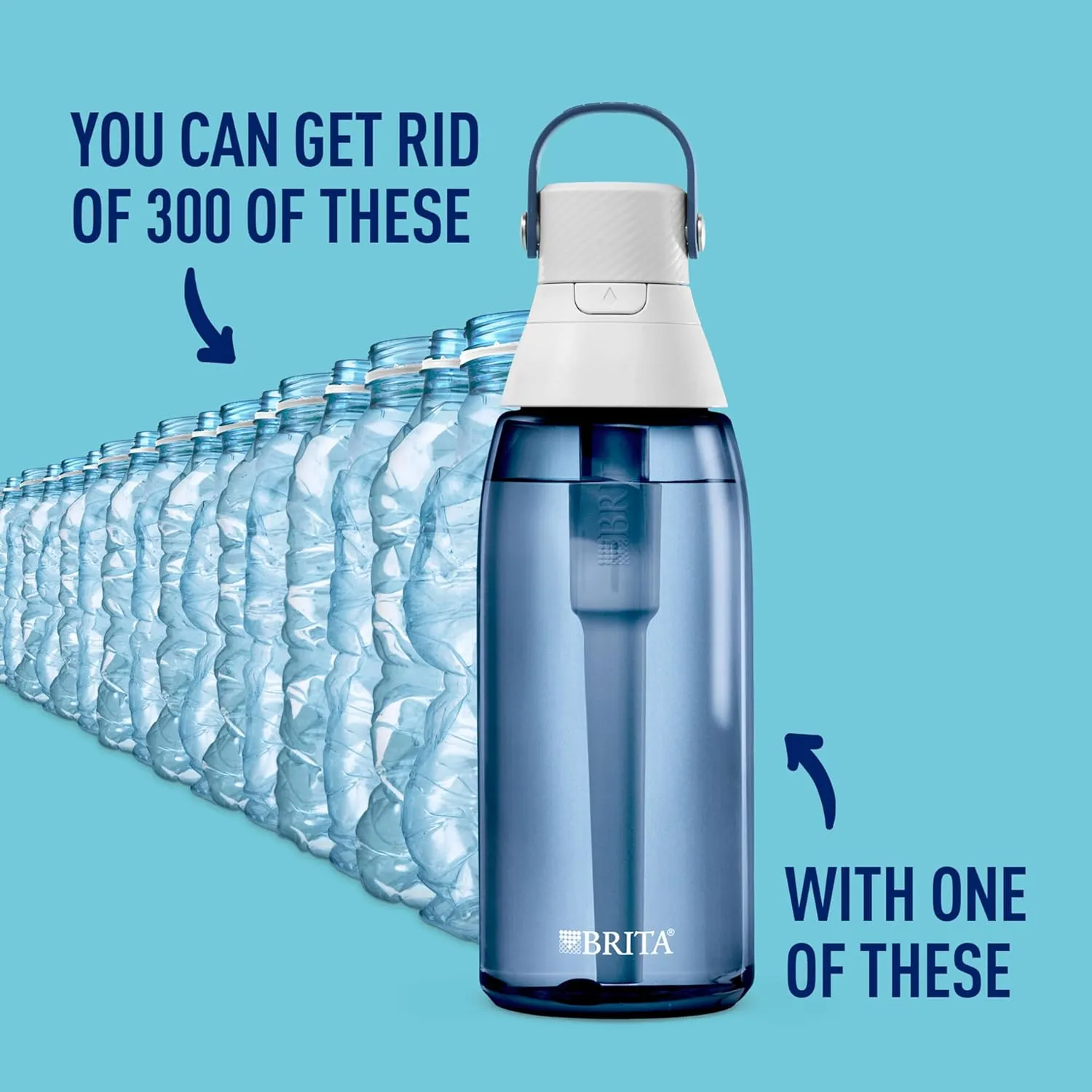 Brita Hard-Sided Plastic Premium Filtering Water Bottle, BPA-Free, Reusable, Replaces 300 Plastic Water Bottles, Filter Lasts 2 Months or 40 Gallons, Includes 1 Filter, Night Sky - 36 oz.