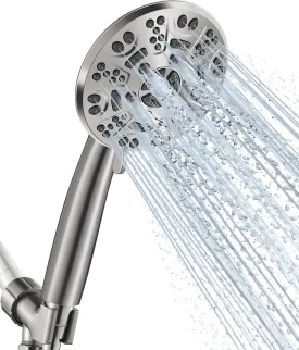 Cobbe High Pressure 8 Functions Shower Head with handheld - Powerful Detachable Shower Head Set for Low Water Pressure - Tool-less 1-Min Installation, Extra Long Stainless Steel Hose (Brushed Nickel)