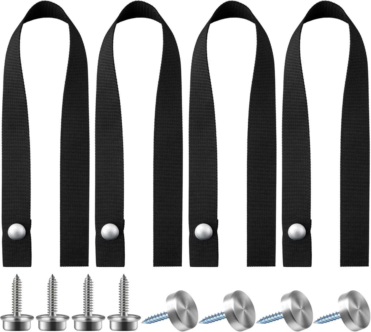 CODREE 4-Piece Pontoon Boat Ladder Strap - 18 Inch UV-Resistant, Snap & Screw Stud Fasteners - Secure Your Folding Boat Ladder