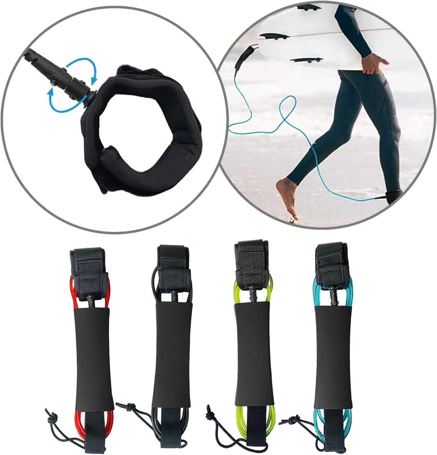 Comfortable Surfboards Leashes Stands Up Paddles Board Leashes SUPs Leashes Leg Rope for Paddleboard Longboards Shortboard