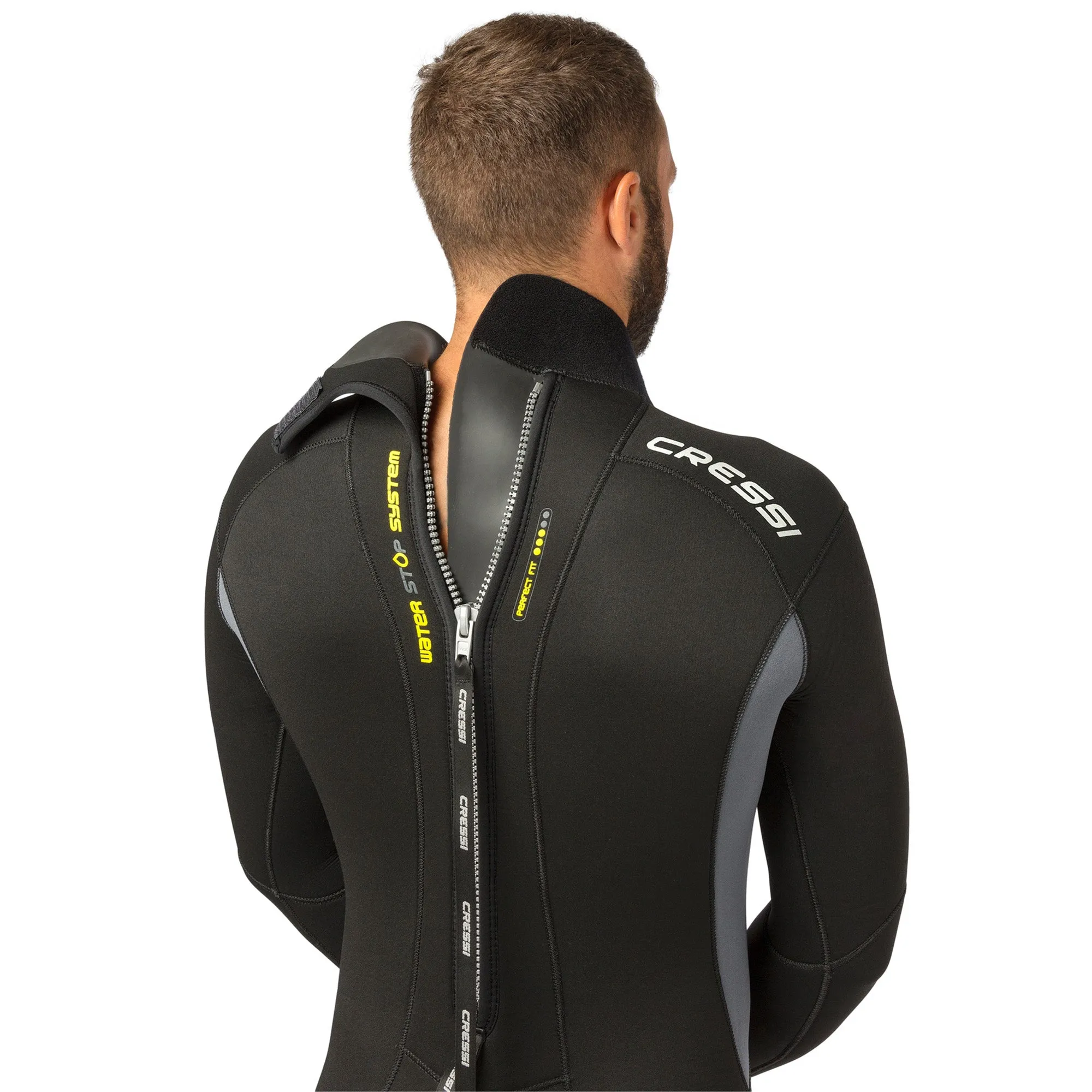 Cressi Fast Mens Wetsuit for Scuba Diving and Snorkeling, 5mm Double-lined Neoprene, 120° Neck Design