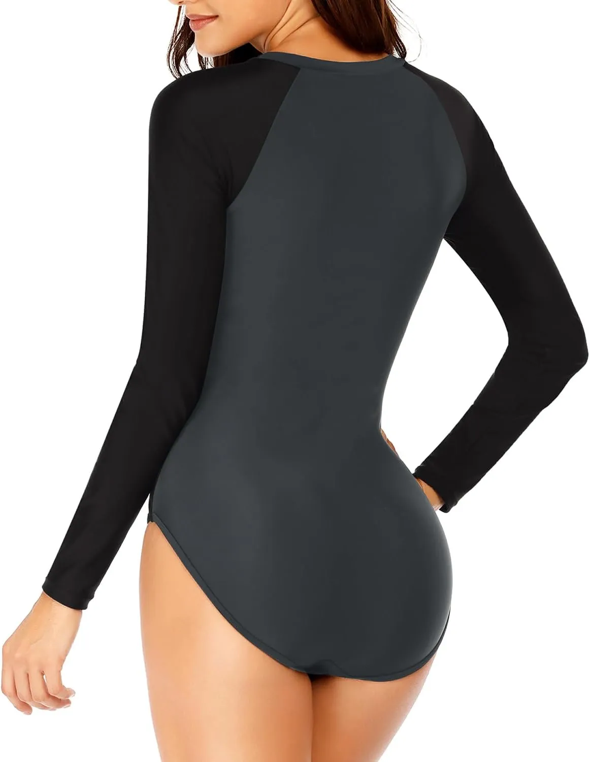 Daci Women Long Sleeve Rash Guard One Piece Zipper Swimsuit Surfing Bathing Suit UPF 50