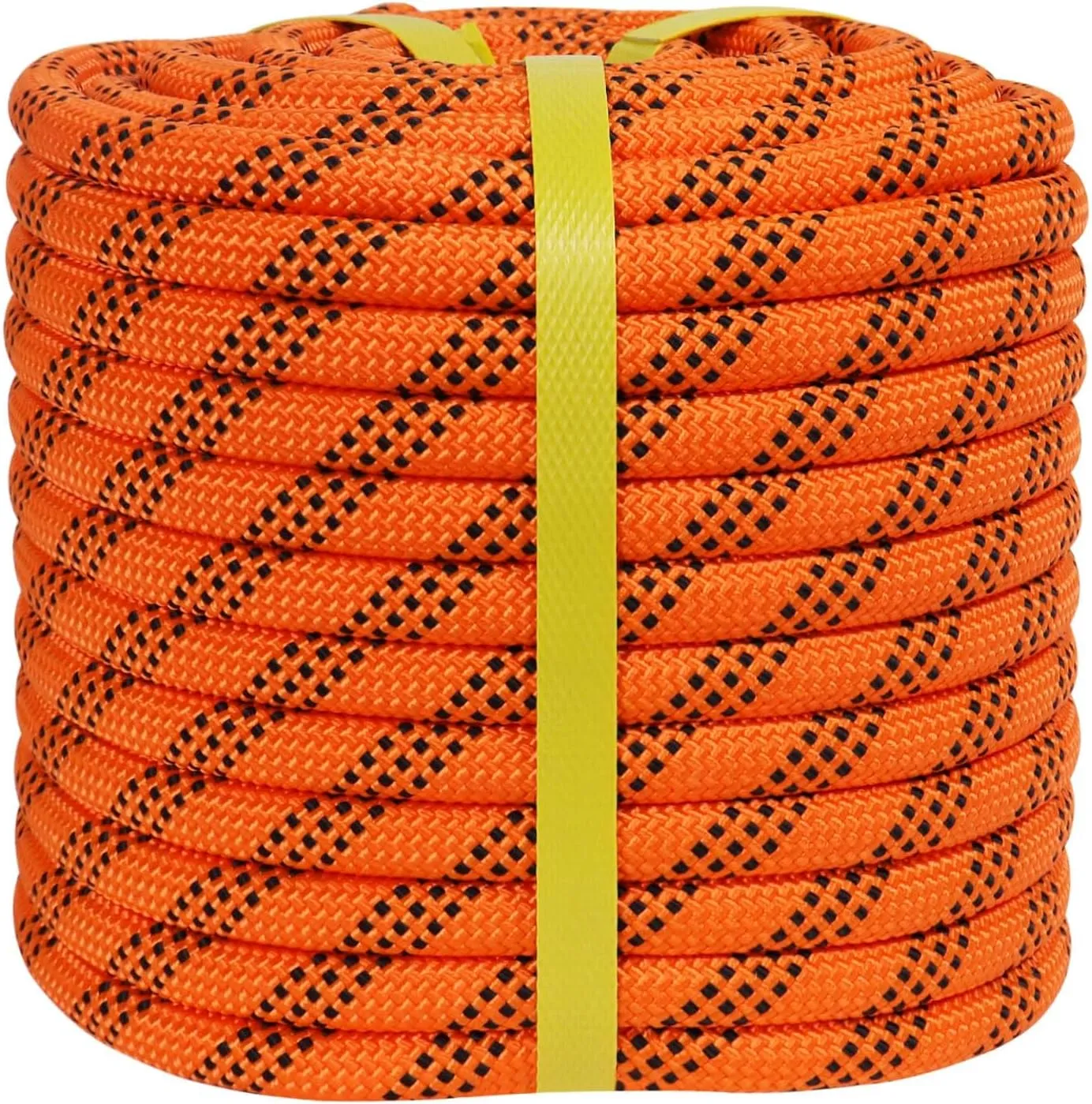 Double Braided Arborist Climbing Rope (1/2 in x 100 ft) High Strength Polyester Rope 48 Strands for Tree Work Pulling Swing Sailing, Orange/Black