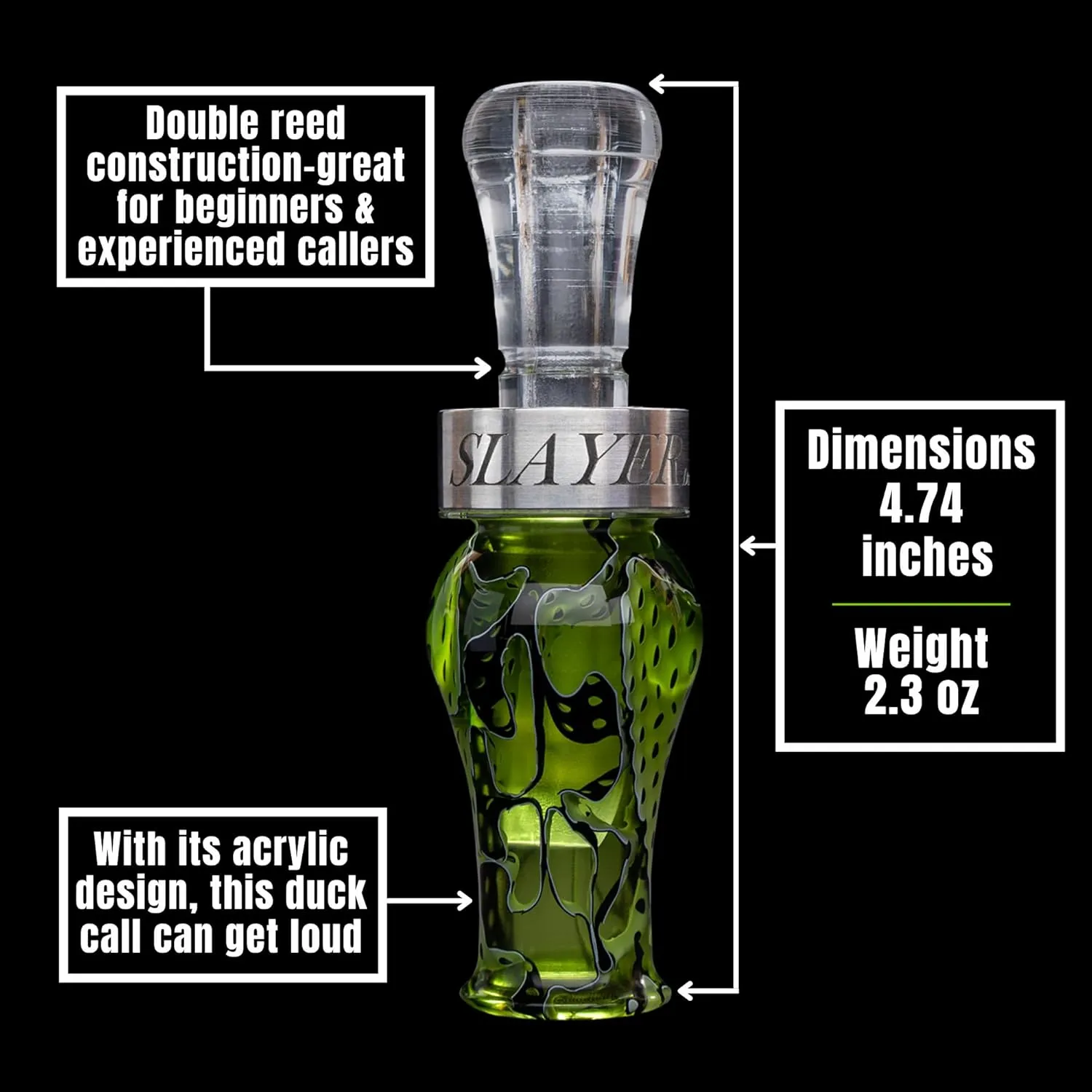 Drake Double Reed Duck Call | Realistic Sound Hunting Call | Superior Tone | Versatile & Easy to Use | Beginner Friendly and Expert Approved | Duck Hunting Accessories