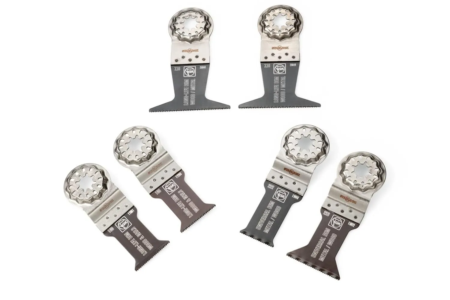 Fein Best of E-Cut Starlock Wood & Metal Saw Blade Set - 6-Piece Kit for Precision Cutting in Wood & Metals, Includes (4) E-Cut Long Life, (2) E-Cut Universal Saw Blade - 35222967010