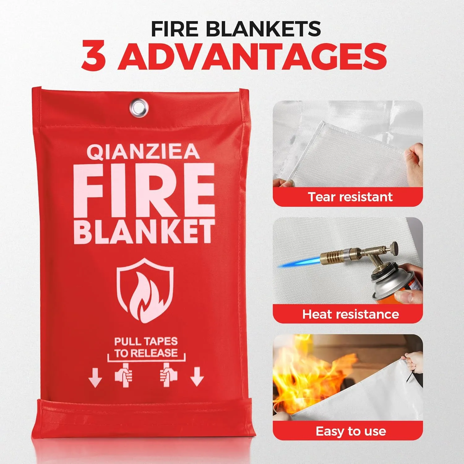 Fire Blanket,2 Pack,40"x40" Fire Blankets Emergency for Home and Kitchen