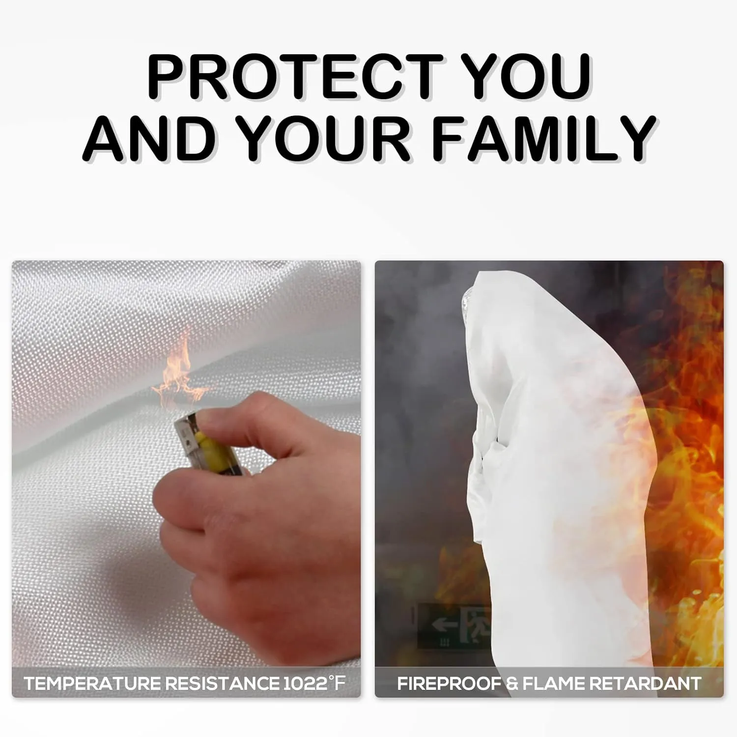 FLASLD Fire Blanket for Home and Kitchen, Fiberglass Fire Blankets Emergency for People, Flame Retardant Protection and Heat Insulation (4 ft x 6 ft)