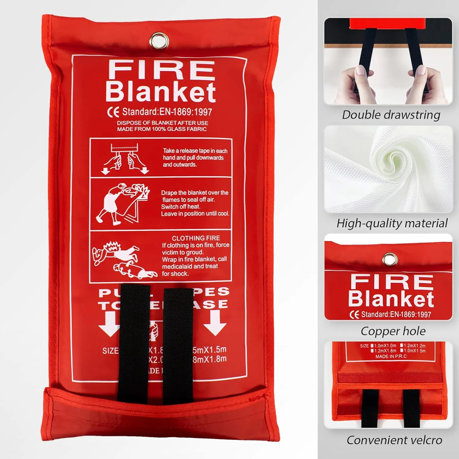 FLASLD Fire Blanket for Home and Kitchen, Fiberglass Fire Blankets Emergency for People, Flame Retardant Protection and Heat Insulation (4 ft x 6 ft)