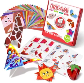Gamenote Colorful Origami Kit for Kids 54 Projects 120 Double Sided Origami Paper 12 Sheets Practice Papers Instructional Origami Book Origami Gift for 4  Girls Boys Adult Beginners Training Craft