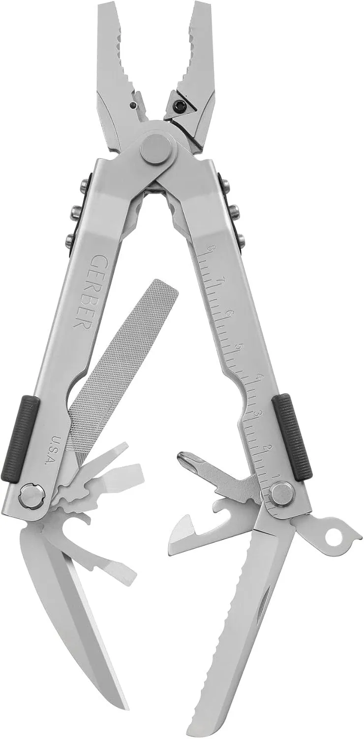 Gerber Gear Multi-Plier 600 Blunt Nose Multitool with 14 Tools - Includes Knife, Pliers, Nylon Sheath & More - Stainless Steel Tool