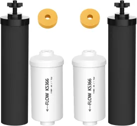Gravity Water Filters for Berkey Water Filter Replacement, Replacement for BB9-2 Black Filter & for PF-2 Fluoride Filters Combo Packs, Compatible with Berkey Gravity Water Filter System, (NSF 42)