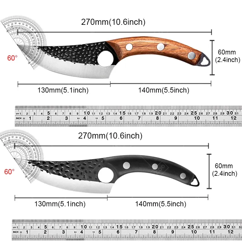 Hand-Forged Stainless Steel Boning and Butcher Knife – Versatile Chef’s Cleaver for Kitchen and Outdoor Cooking