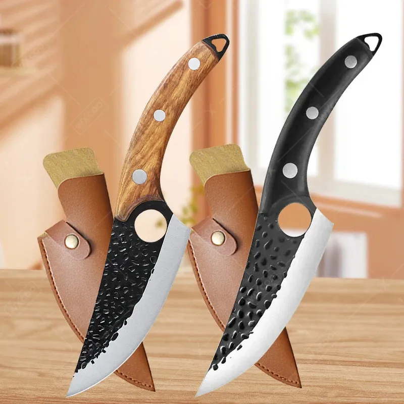 Hand-Forged Stainless Steel Boning and Butcher Knife – Versatile Chef’s Cleaver for Kitchen and Outdoor Cooking