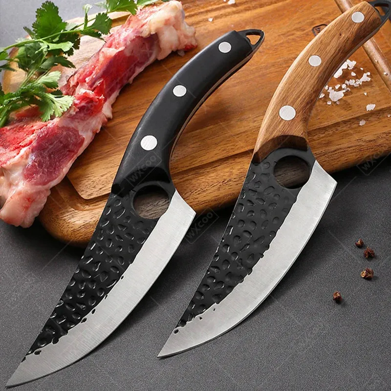 Hand-Forged Stainless Steel Boning and Butcher Knife – Versatile Chef’s Cleaver for Kitchen and Outdoor Cooking