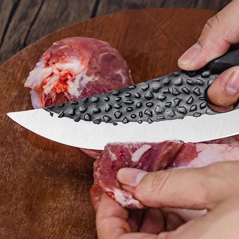 Hand-Forged Stainless Steel Boning and Butcher Knife – Versatile Chef’s Cleaver for Kitchen and Outdoor Cooking
