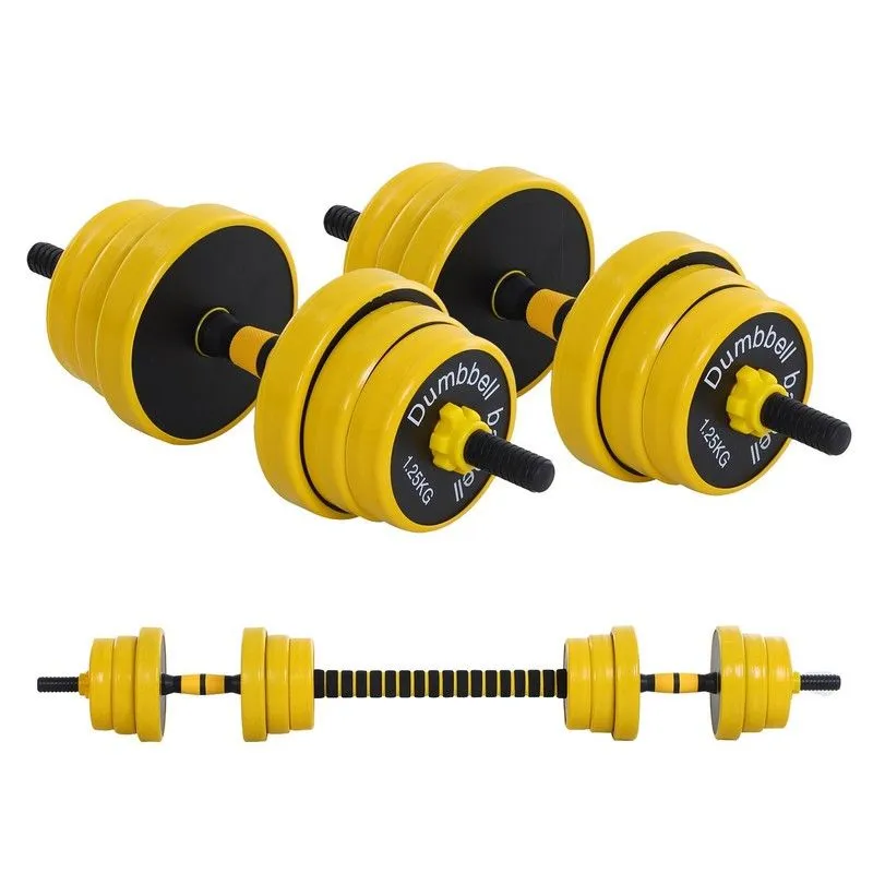 Homcom 25KG Dumbbell & Barbell Adjustable Set Plate Bar Clamp Rod Home Gym Sports Area Exercise Ergonomic