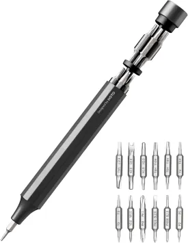 HOTO 24 in 1 Multi Bit Mini Screwdriver Set Magnetic, Manual Precision Screwdriver Set, EDC Pen Screwdriver for Eyeglasses, Electronics, Watches, Phones, Laptops, Cameras, Slate Grey